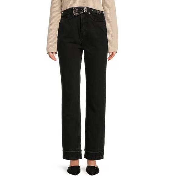 Le' AL.X Built-In Western Belt High Rise Straight Leg 5-Pocket Jeans SZ 27 - NWT - Picture 2 of 13